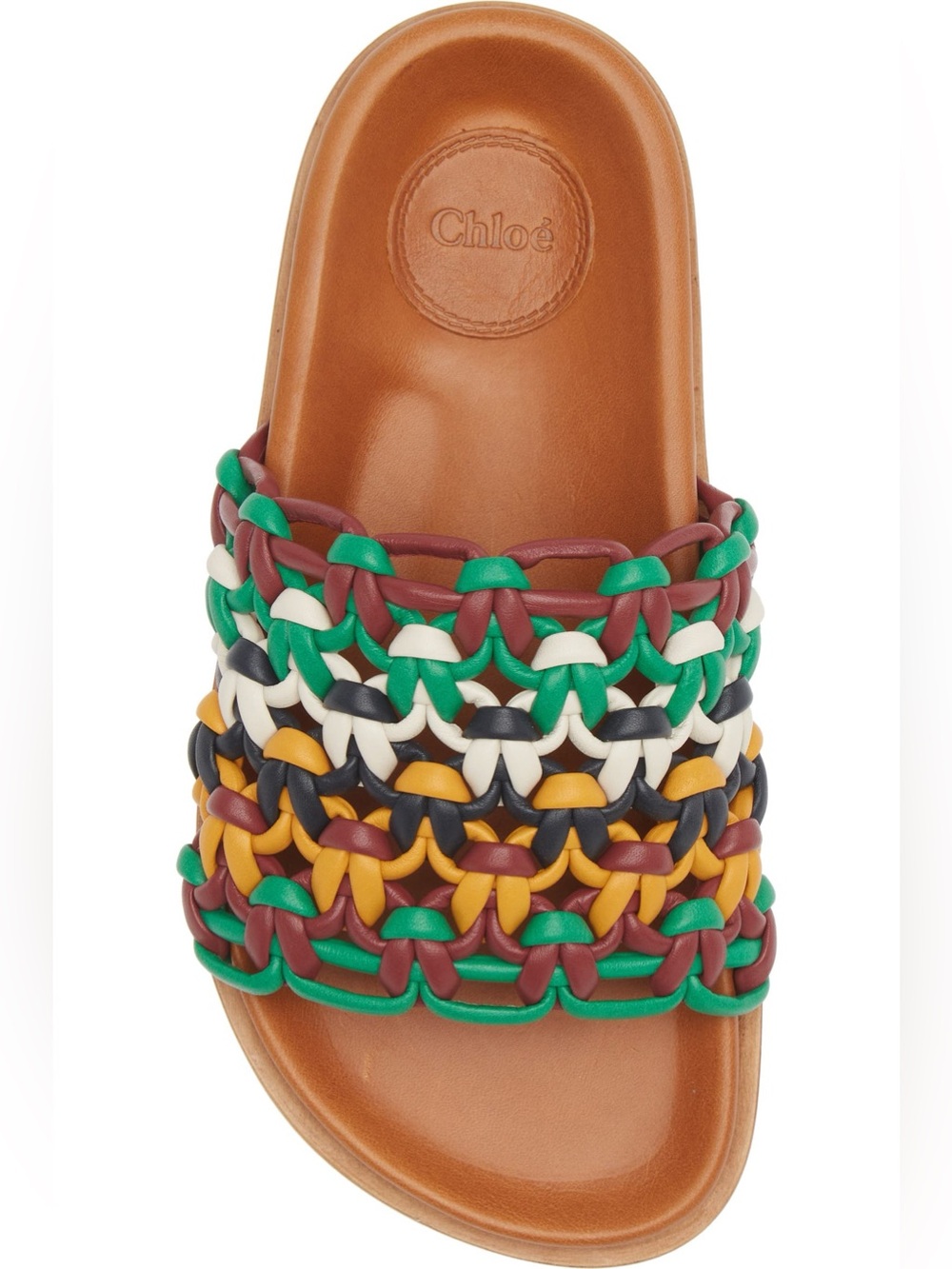 Chloé Wavy Flatform Crochet Leather Slide Sandal
